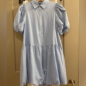 Entro Light Blue Bubble Dress with Puff Sleeves